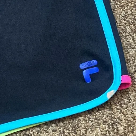 Fila Sport Black Athletic Shorts with Multicolor Trim Size L (14) - Picture 2 of 16